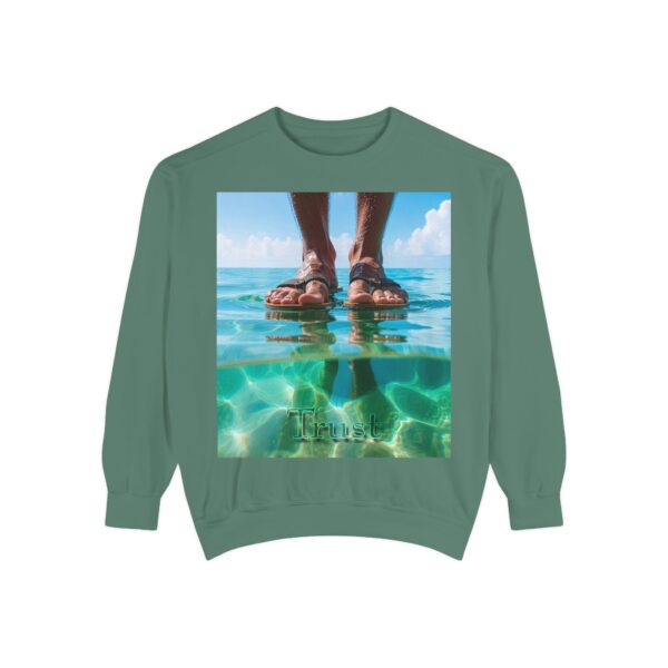 Sweatshirt Unisex Inspirational "Trust"-Walk on Water Design, Christian Apparel, Faith-Based Comfort, Religious Jumper, Gift for Believers - Image 2