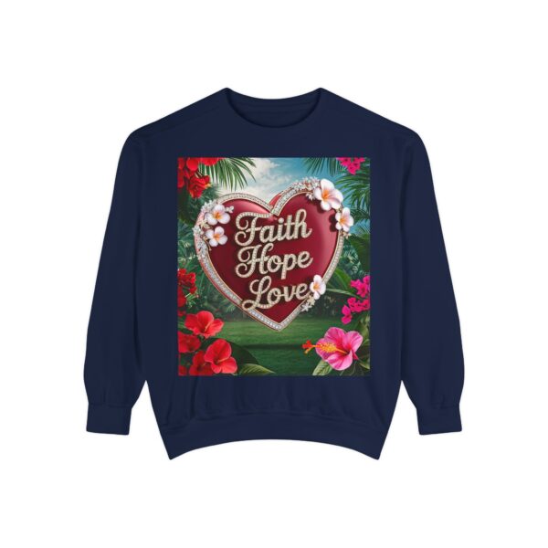 Sweatshirt Unisex our inspirational "Faith Hope Love" 'Solid Red Heart' design. Faith Apparel Gospel Fashion Jumper, Pullover - Image 36