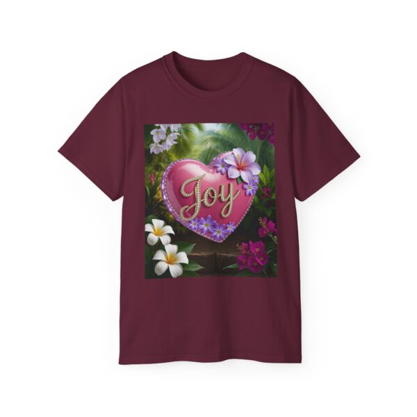 Our inspirational "Joy" 'Solid Pink Heart' Design! on a Christian Unisex Cotton T-Shirt, Faith Spiritual Apparel, Love Gift - Image 11