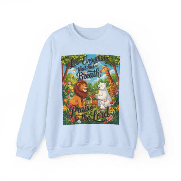 Crewneck Sweatshirt with our inspirational "Let Everything that has Breath Praise the Lord!" Design! Vintage Inspired Faith Apparel, Gospel Fashion Unisex Heavy - Image 4