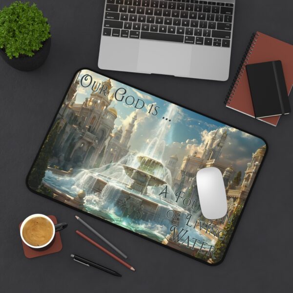 Inspirational Desk Mat "Our God is a Fountain of Living Water" Heavenly Christian Bible Verse Scripture Mouse Pad Office Decor Accessory - Image 4