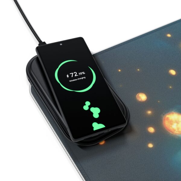 LED + wireless Charging Mouse Pad, Desk Mat, "Lucy and Lion" Design, Tech Gift, Home Office Essentials Inspirational - Image 12
