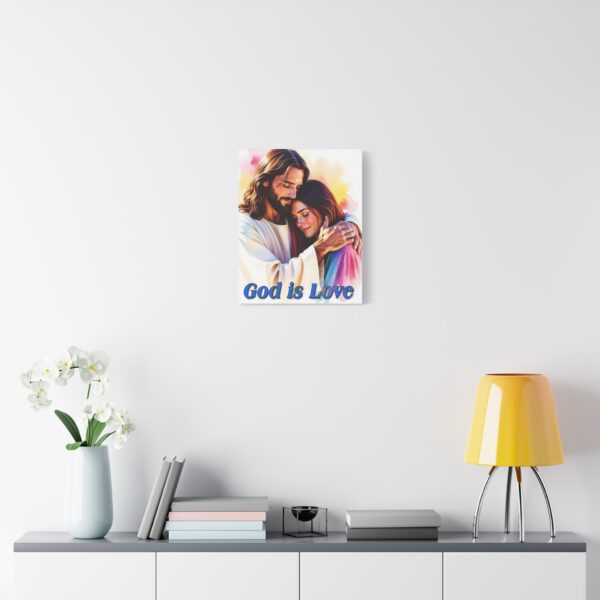 Inspirational Wall Art Canvas, "God is Love" Jesus hugging a young lady! Christian Home Decor, Uplifting Religious Gift, Faith-Based Artwork - Image 8