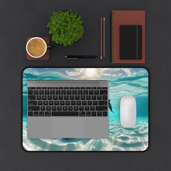Inspirational Desk Mat 'Dolphins at Rest' - Mouse Pad, Office Decor Desk Accessory, Gaming Pad, Computer Mat, Non-Slip, Beauty of Nature - Image 2