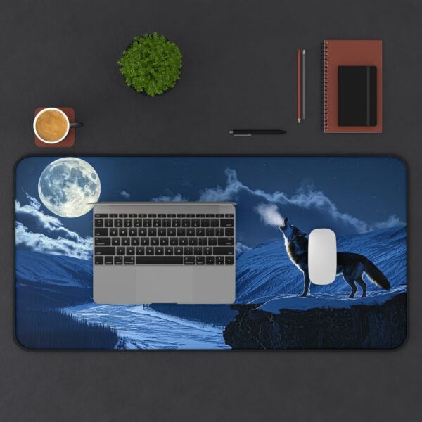 Inspirational Desk Mat 'Wolf Moon' Scenic Mouse Pad, Office Decor, Inspirational Desk Accessory, Wolf Desk Mat, Moon Mouse Pad - Image 6