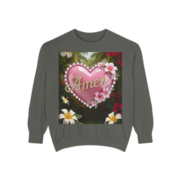 Sweatshirt Unisex Inspirational-With Our "Amen" 'Solid Pink Heart' Christian Apparel Faith-Based Gospel Comfort Philippians 4:8 Gift Jumper - Image 9