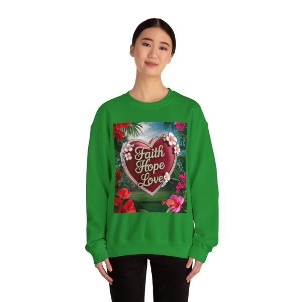 Crewneck Sweatshirt-with our Inspirational "Faith Hope Love" 'Solid Red Heart' Design!! Vintage Inspired Faith Apparel, Gospel Fashion Unisex Heavy - Image 16