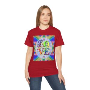 Our inspirational "Love" 'kaleidoscope' Design!! on a Christian Unisex Cotton T-Shirt, Faith Spiritual Apparel, Love Gift