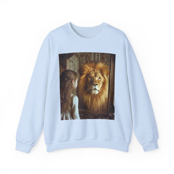 Crewneck Sweatshirt with our 'Lion in the Mirror' Inspirational design! Inspirational Biblical, Vintage, Lion of Judah and Aslan-Inspired Gift - Image 15
