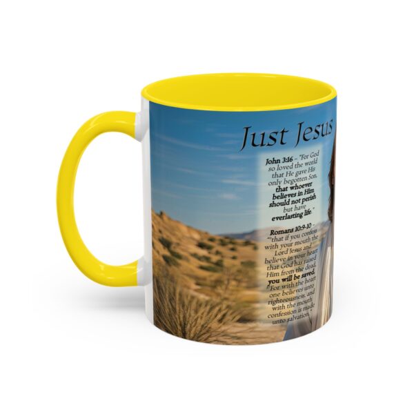 Our inspirational "Just Jesus" and Verses on Salvation Ceramic Accent Coffee Mug Design is Perfect for Wedding Gifts, Inspirational Decor - Image 51