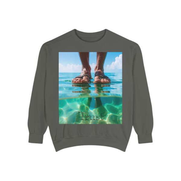 Sweatshirt Unisex Inspirational "Trust"-Walk on Water Design, Christian Apparel, Faith-Based Comfort, Religious Jumper, Gift for Believers - Image 9