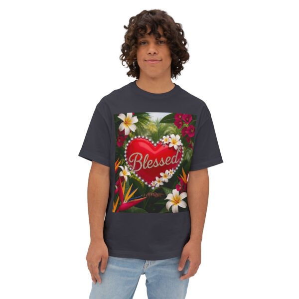 Our Inspirational "Blessed" 'Solid Red Heart' Design!! Boxy T-Shirt Christian Faith Apparel Unisex Cotton Tee, Oversized Boxy Top T-shirt - Image 8