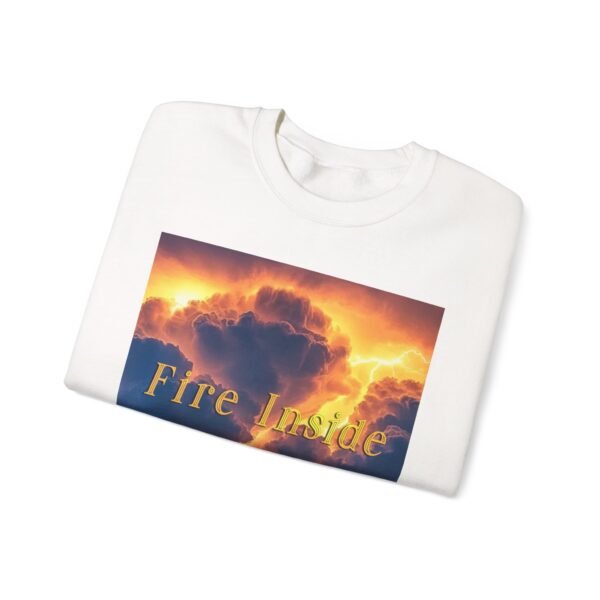 Crewneck Sweatshirt with our 'Storm Light' "Fire Inside" design! Beauty of Creation Tropical Storm Inspirational Sweatshirt Unisex - Image 13