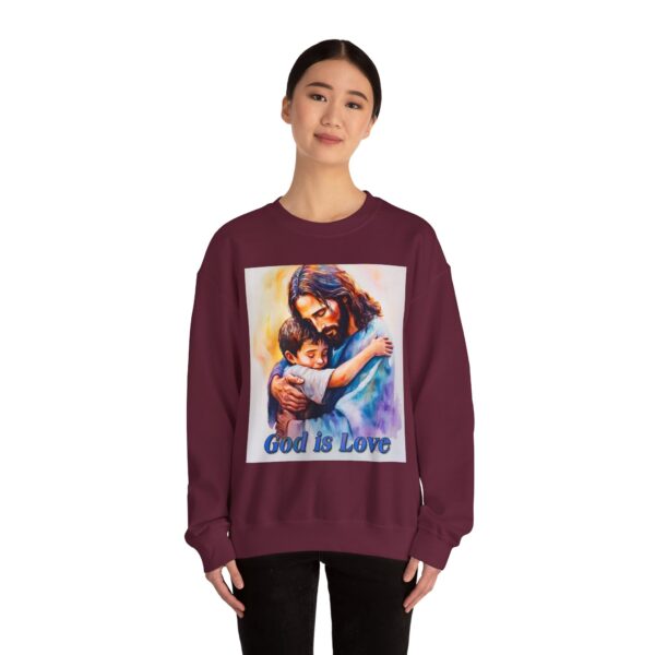 Crewneck Sweatshirt-with our "God is Love" series with Jesus hugging a young boy! Inspirational Biblical Vintage Inspired Gift - Image 12