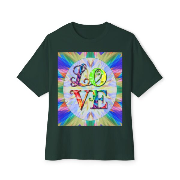 Our "Love" 'kaleidoscope' design on a Unisex Tee, Inspirational Oversized Box Tshirt, Religious Graphic Top, Travel Bible Verse Apparel - Image 13
