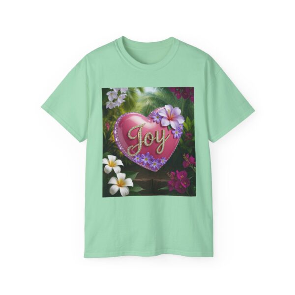Our inspirational "Joy" 'Solid Pink Heart' Design! on a Christian Unisex Cotton T-Shirt, Faith Spiritual Apparel, Love Gift - Image 15