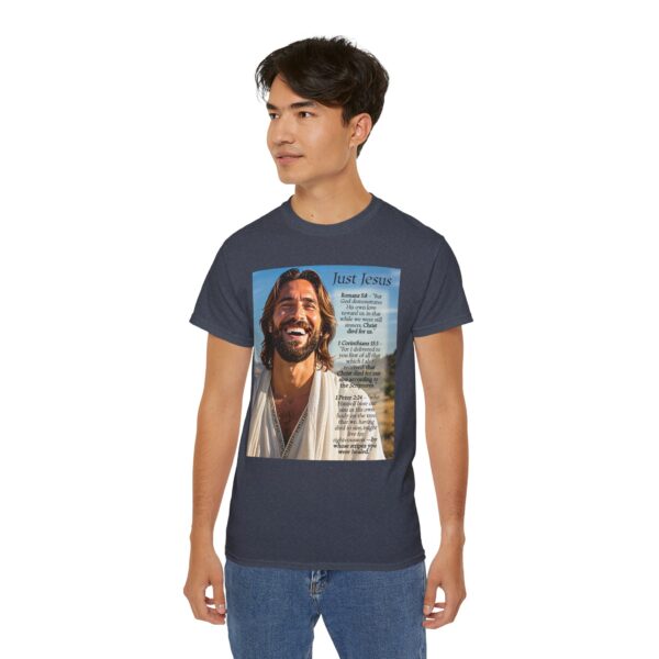 Our inspirational "Just Jesus" and Verses on Salvation Design on a Christian Unisex Cotton T-Shirt, Faith Spiritual Apparel, Love Gift - Image 22