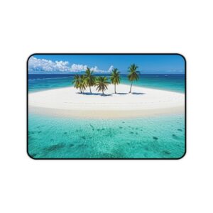 Inspirational Desk Mat 'Five Palm Island' - Mouse Pad, Office Decor Desk Accessory, Gaming Pad, Computer Mat, Non-Slip