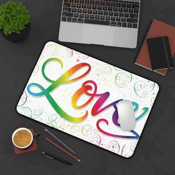 Inspirational Desk Mat with our "Love" 'spirals' Design. Mouse Pad, Office Decor Desk Accessory, Gaming Pad, Computer Mat, Non-Slip - Image 3