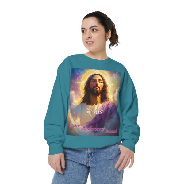 Sweatshirt Unisex our inspirational 'Jesus: Savior, Redeemer, Friend' design! Faith Apparel Gospel Fashion Jumper, Pullover - Image 24