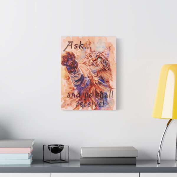 Inspirational Wall Art Canvas, "Ask ...and ye shall receive" Maine Coon Cat asking for a treat! Christian Home Decor, Uplifting Religious Gift, Faith-Based Artwork - Image 5