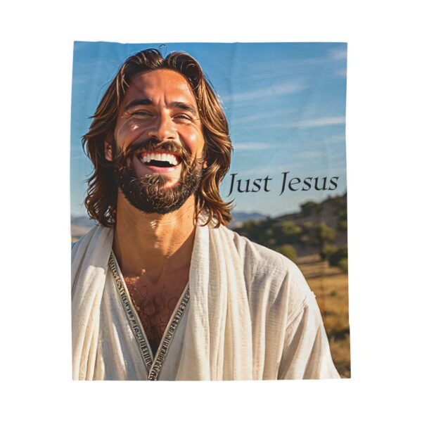 Our "Just Jesus" Design Inspirational Velveteen Plush Throw Blanket. A Cozy Gift for Anniversary, Wedding Faith Home Decor Bedding - Image 5