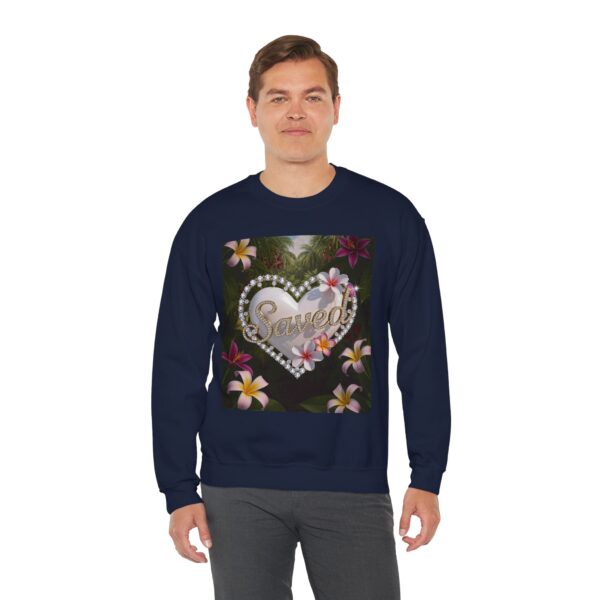 Crewneck Sweatshirt-with our Inspirational "Saved" 'Pure White Heart' Design!! Vintage Inspired Faith Apparel, Gospel Fashion Unisex Heavy - Image 18