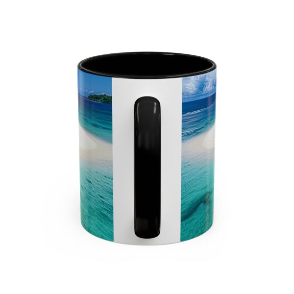 Our inspirational "Five Palm Island" Ceramic Accent Coffee Mug Design is Perfect for Wedding Gifts, Inspirational Decor - Image 4