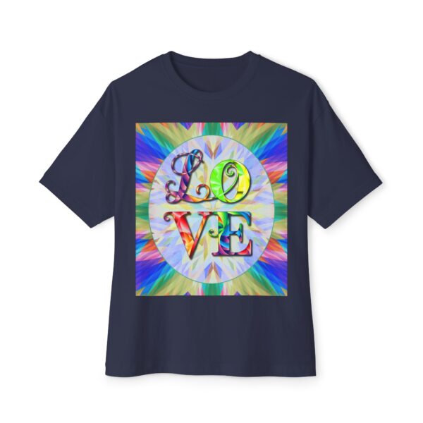 Our "Love" 'kaleidoscope' design on a Unisex Tee, Inspirational Oversized Box Tshirt, Religious Graphic Top, Travel Bible Verse Apparel - Image 17