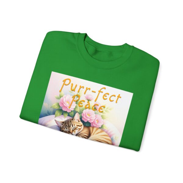 Crewneck Sweatshirt with our "Purr-fect Peace" with a cat in blissful sleep design featuring the verse Isaiah 26:3! Inspirational Biblical, Vintage Inspired, Gift - Image 24