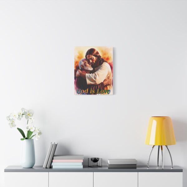 Inspirational Wall Art Canvas, "God is Love" Jesus hugging Papa! Print, Christian Home Decor, Uplifting Religious Gift, Faith-Based Artwork - Image 8