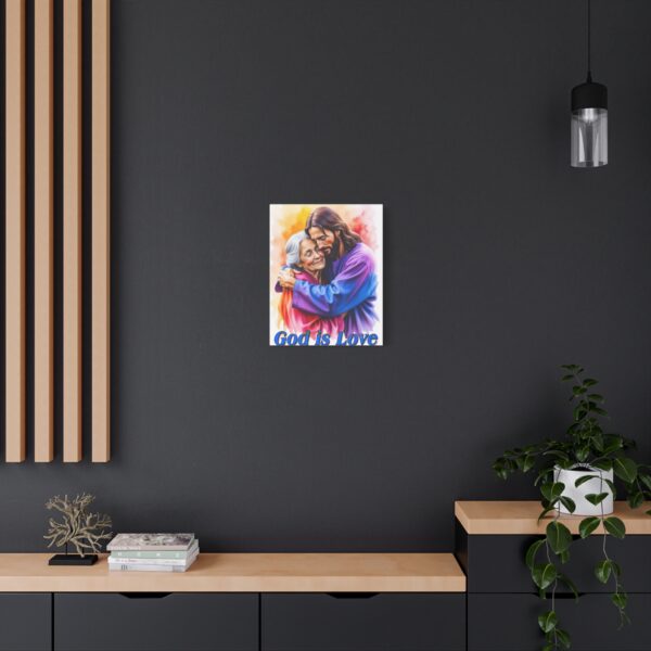 Inspirational Wall Art Canvas, "God is Love" Jesus hugging Grandmother, Christian Home Decor, Uplifting Religious Gift, Faith-Based Artwork - Image 9