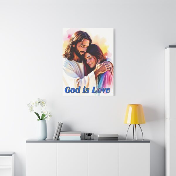 Inspirational Wall Art Canvas, "God is Love" Jesus hugging a young lady! Christian Home Decor, Uplifting Religious Gift, Faith-Based Artwork - Image 17