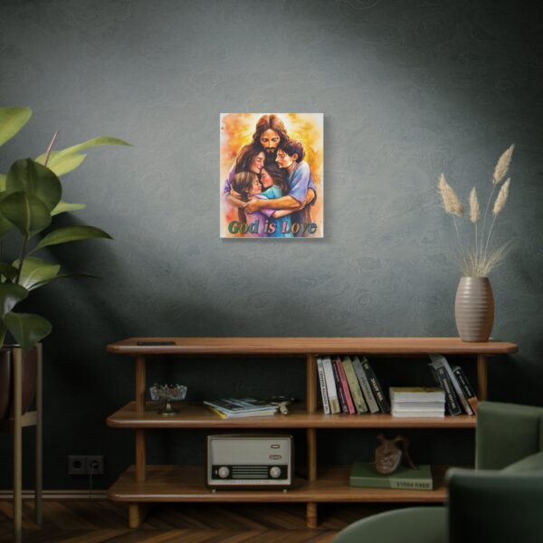 Inspirational Wall Art Canvas "God is Love" Jesus hugging a young family! Christian Home Decor Uplifting Religious Gift Faith-Based Artwork - Image 12