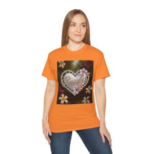 Our inspirational "Saved" 'Pure White Heart' Design! on a Christian Unisex Cotton T-Shirt, Faith Spiritual Apparel, Love Gift