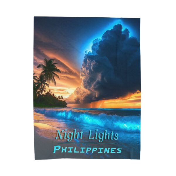 Throw Blanket with our beautiful "Night Lights-Philippines" design! Beauty of Creation Tropical Beach Velveteen Plush Blanket, Cozy Bedding - Image 2