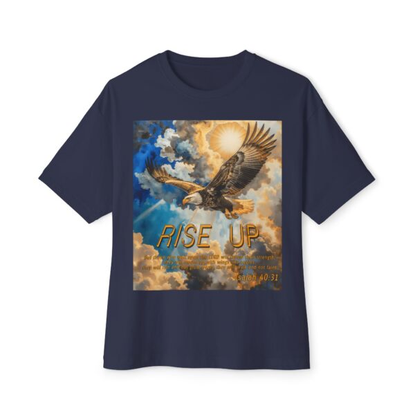 Our "Rise Up" 'soaring eagle' Inspirational Christian Unisex Oversized Boxy Tee with Isaiah 40:31. Gospel Apparel, Spiritual T-shirt, Gift for Christians - Image 33