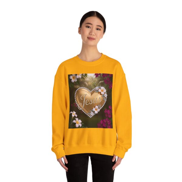 Crewneck Sweatshirt-with our inspirational "Jesus" 'Solid Gold Heart' Design!! Vintage Inspired Faith Apparel, Gospel Fashion Unisex Heavy - Image 14
