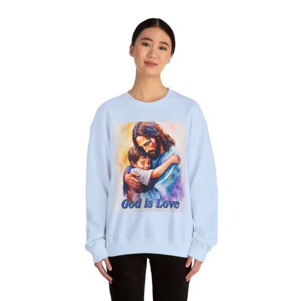 Crewneck Sweatshirt-with our "God is Love" series with Jesus hugging a young boy! Inspirational Biblical Vintage Inspired Gift - Image 14