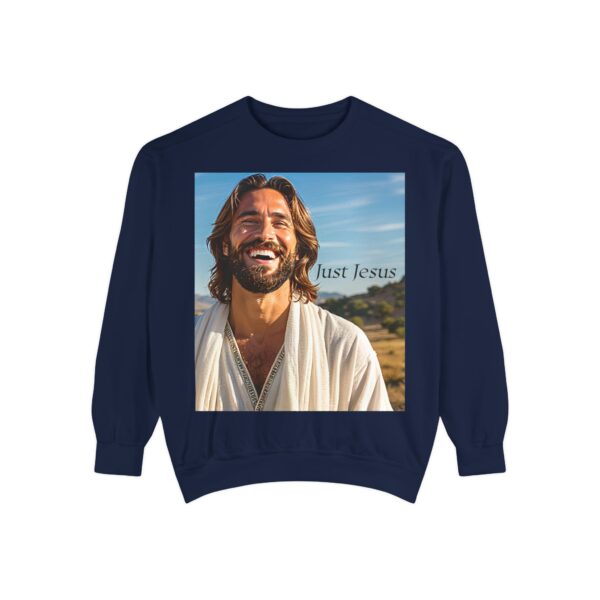Sweatshirt Unisex with our inspirational  "Just Jesus" Design!! Faith Apparel Gospel Fashion Jumper, Pullover - Image 36