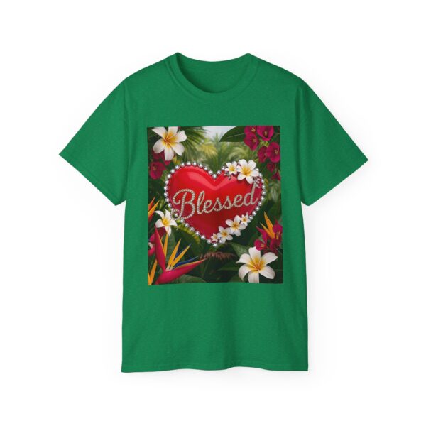 Our inspirational "Blessed" 'Solid Red Heart' Design! on a Christian Unisex Cotton T-Shirt, Faith Spiritual Apparel, Love Gift - Image 17
