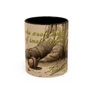Our inspirational  'Day of Small Beginnings' from Zech 4:10 Ceramic Accent Coffee Mug Design is Perfect for Wedding Gifts, Inspirational Decor