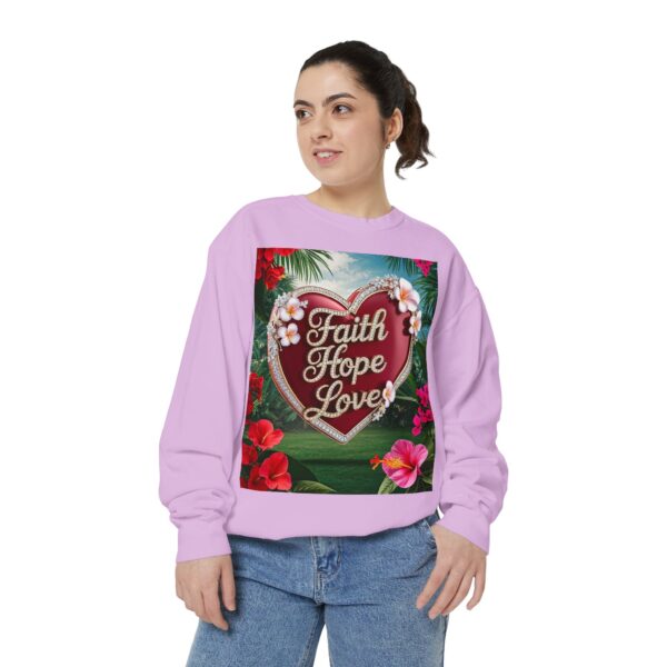 Sweatshirt Unisex our inspirational "Faith Hope Love" 'Solid Red Heart' design. Faith Apparel Gospel Fashion Jumper, Pullover - Image 39