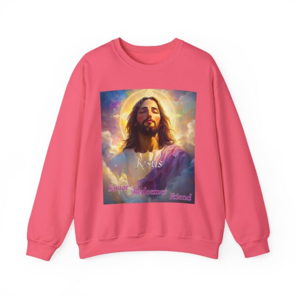 Crewneck Sweatshirt-with our inspirational 'Jesus: Savior Redeemer Friend' Design! Vintage Inspired Faith Apparel, Gospel Fashion Unisex Heavy - Image 2