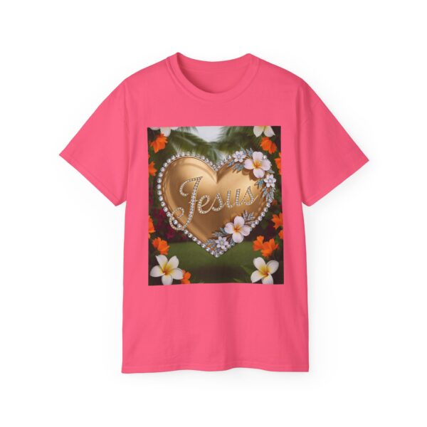 Our inspirational "Jesus" 'Diamond Ring-Solid Gold Heart' Design! on a Christian Unisex Cotton T-Shirt, Faith Spiritual Apparel, Love Gift - Image 29