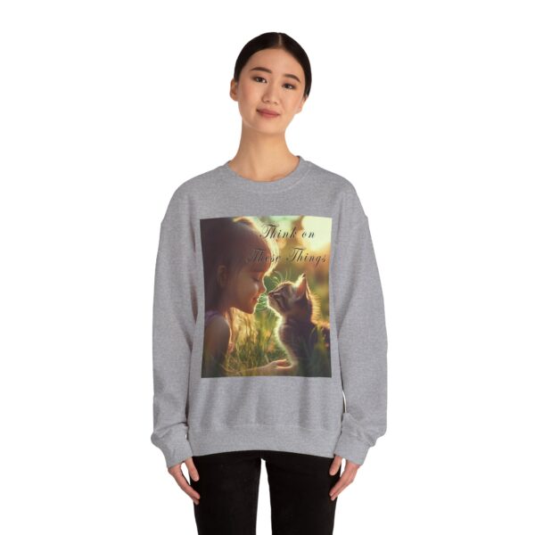 Crewneck Sweatshirt-with our 'Kitten Kisses' "Think on these things" Inspirational Vintage Christian Faith Apparel Gospel Sweatshirt Unisx Heavy - Image 12