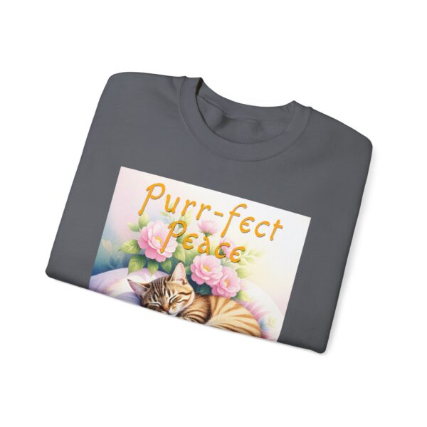 Crewneck Sweatshirt with our "Purr-fect Peace" with a cat in blissful sleep design featuring the verse Isaiah 26:3! Inspirational Biblical, Vintage Inspired, Gift - Image 32