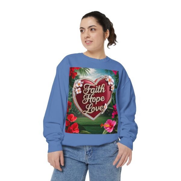 Sweatshirt Unisex our inspirational "Faith Hope Love" 'Solid Red Heart' design. Faith Apparel Gospel Fashion Jumper, Pullover - Image 31
