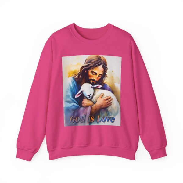 Crewneck Sweatshirt with our "God is Love" series with Jesus hugging a baby lamb! Inspirational Biblical, Vintage Inspired Heavy Sweatshirt, Gift - Image 21