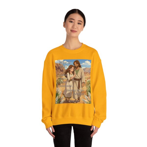 Crewneck Sweatshirt-with our inspirational 'Who is this?' from Song of Solomon 8:5 with an ANIME style design! Vintage Inspired Faith Apparel, Gospel Fashion Unisex Heavy - Image 12